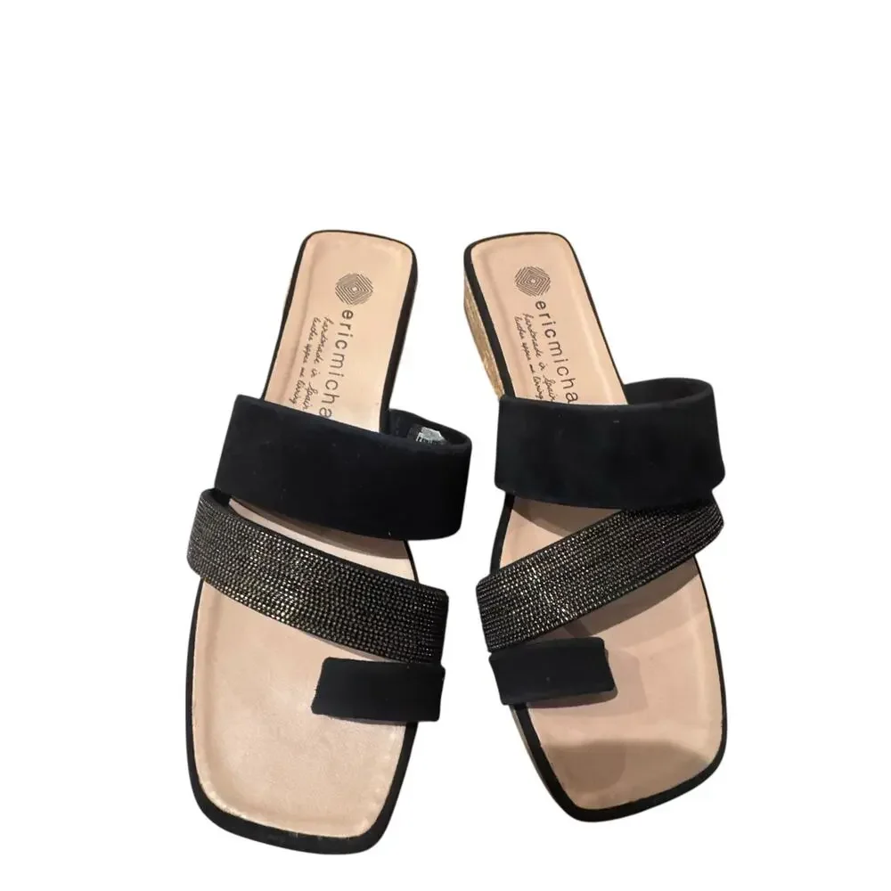 Eric Michael Claudia Slide Sandal Slip-On Leather Upper Black Size 6 NWOT_8